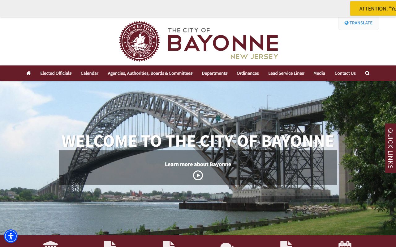 Bayonne city homepage for background check information