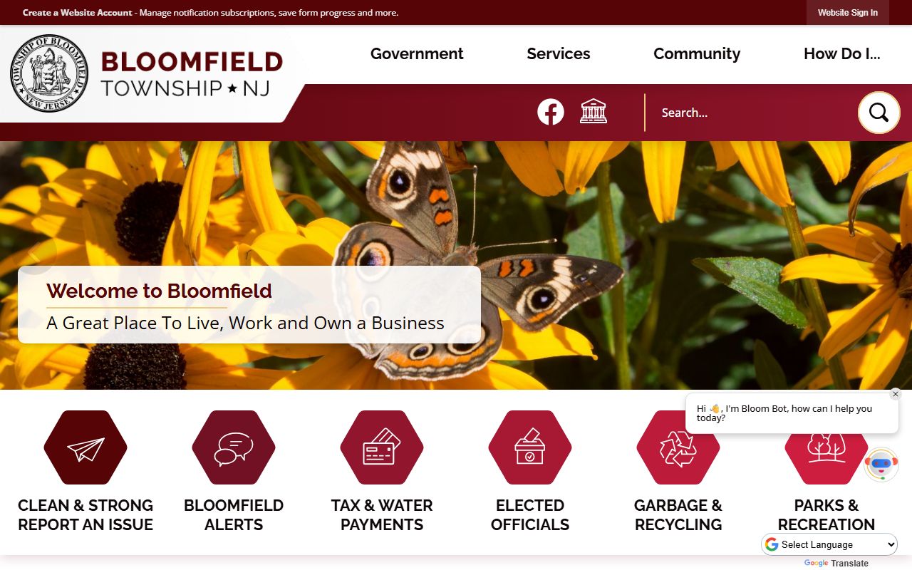 Bloomfield Township homepage for background check information