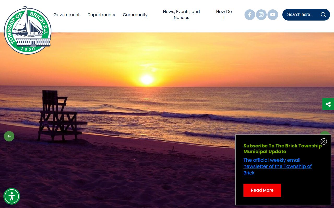 Brick Township homepage for background check record access