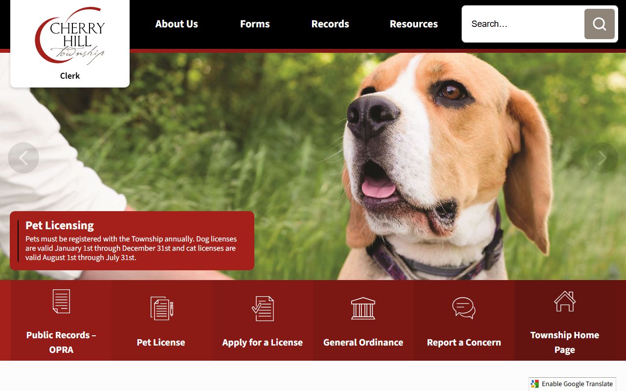 Cherry Hill Township Clerk contact information for background check inquiries