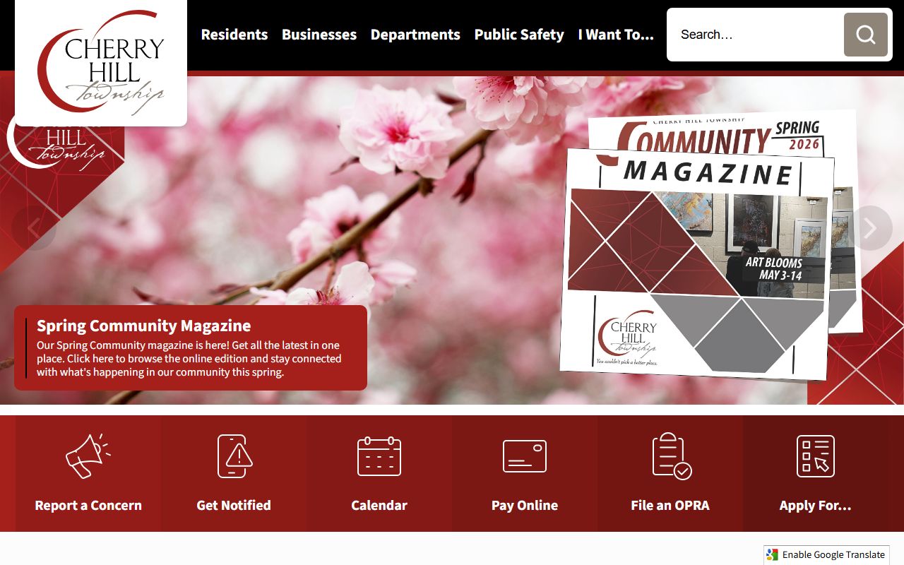 Cherry Hill Township homepage for background check resources