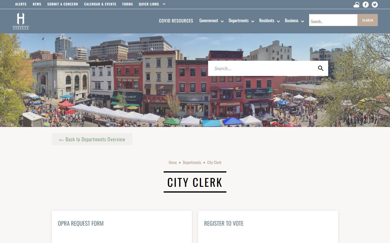 Hoboken City Clerk page for background check requests