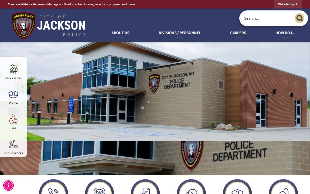 Jackson Township Police Department page for background check records