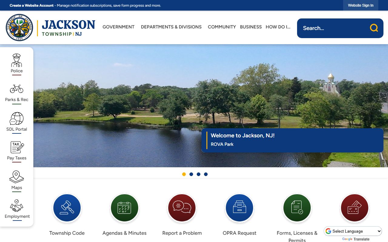 Jackson Township homepage for background check information