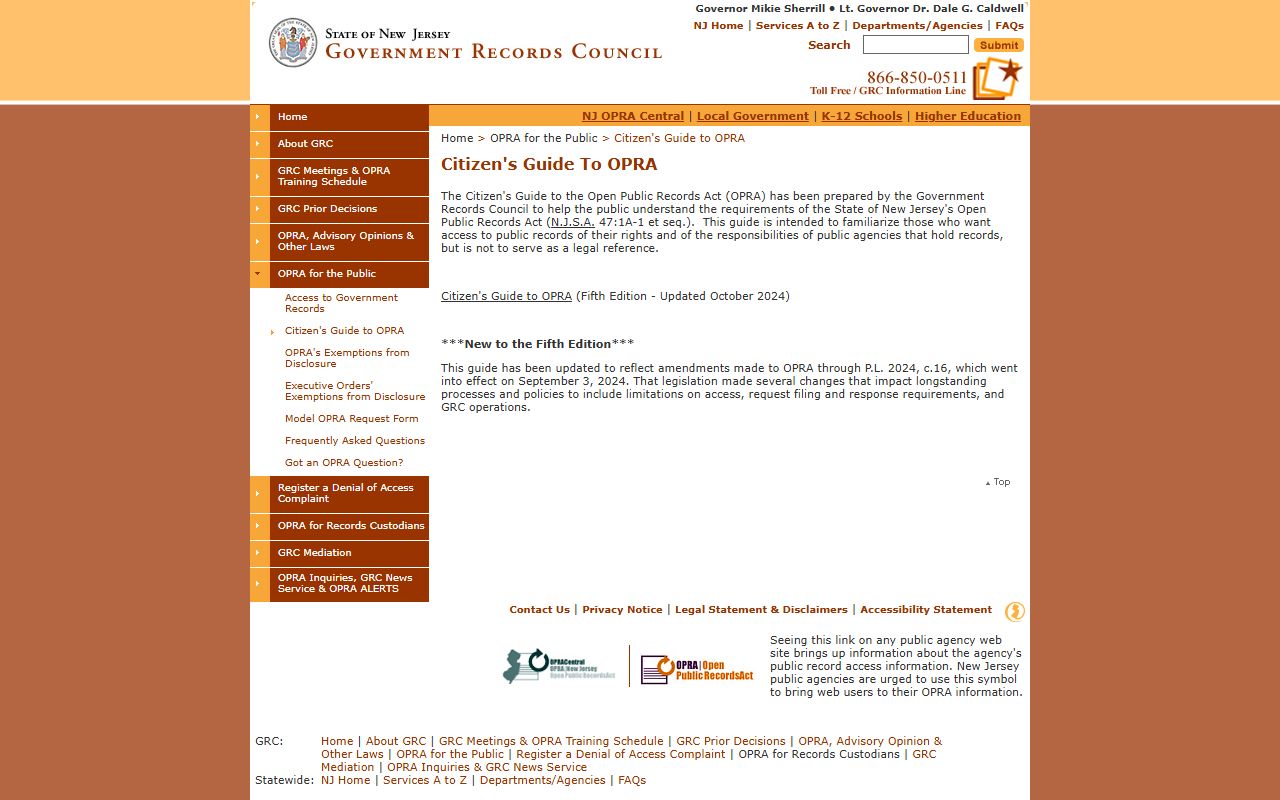 New Jersey OPRA guide for public record background checks