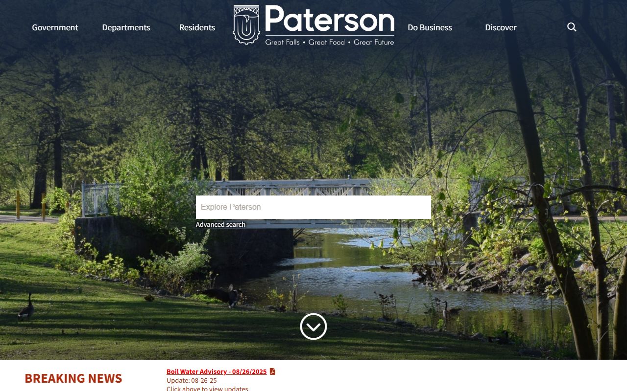 Paterson city homepage for background check record access