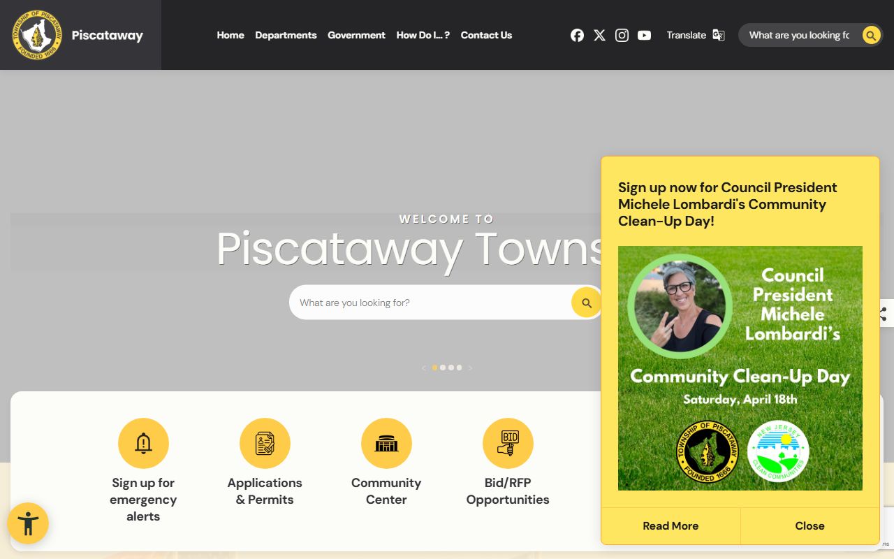 Piscataway Township homepage for background check resources