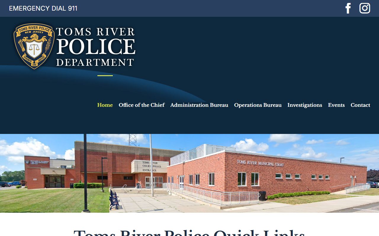 Toms River Police Department website for background check records