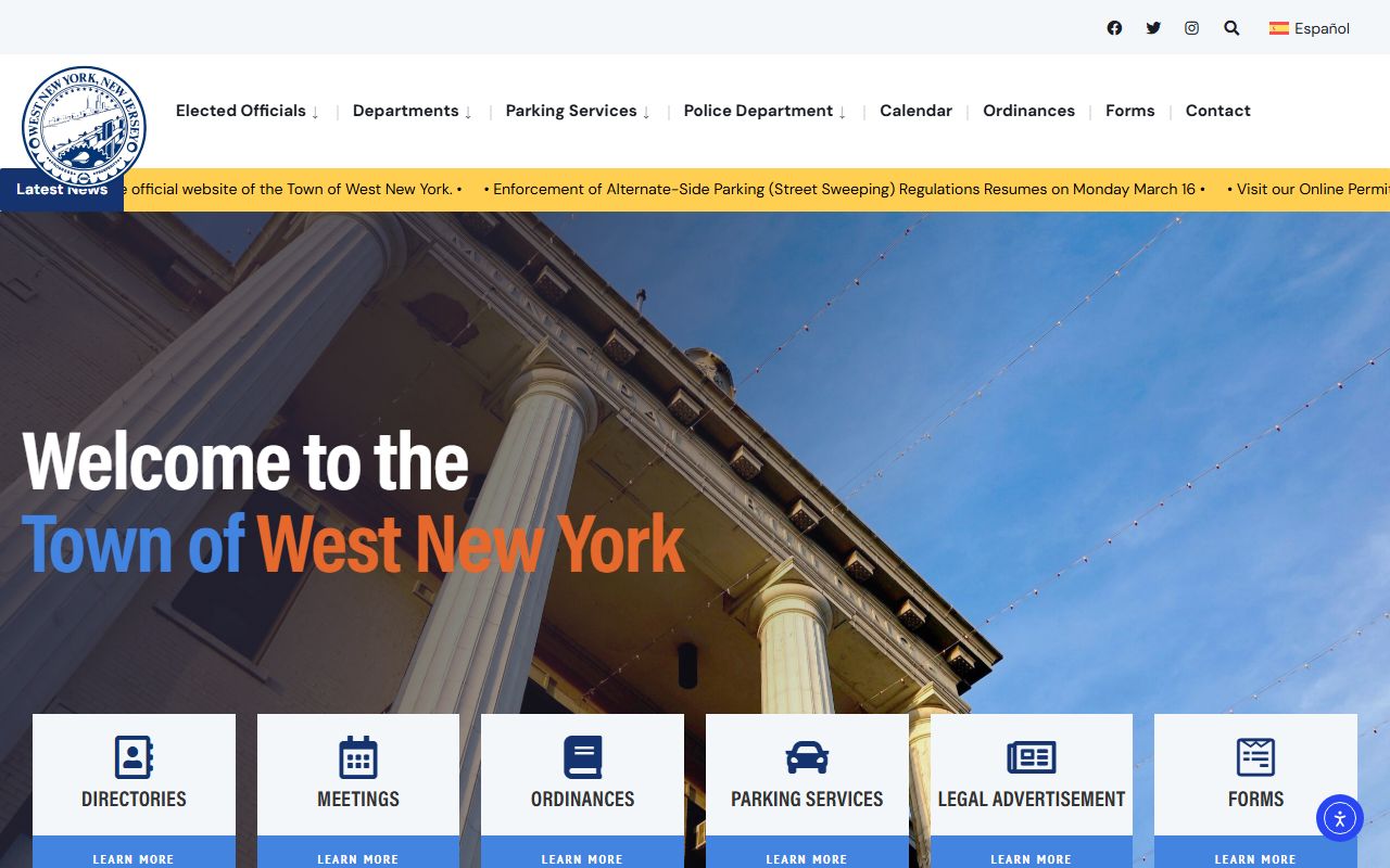 West New York town homepage for background check information