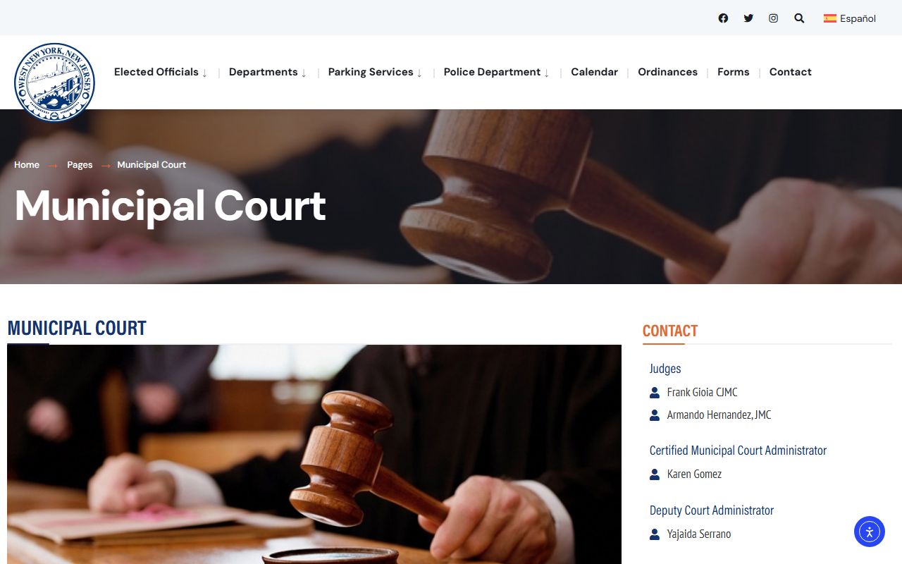 West New York Municipal Court page for background check case records