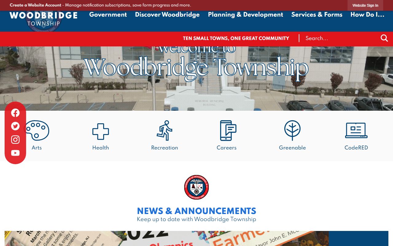 Woodbridge Township homepage for background check information