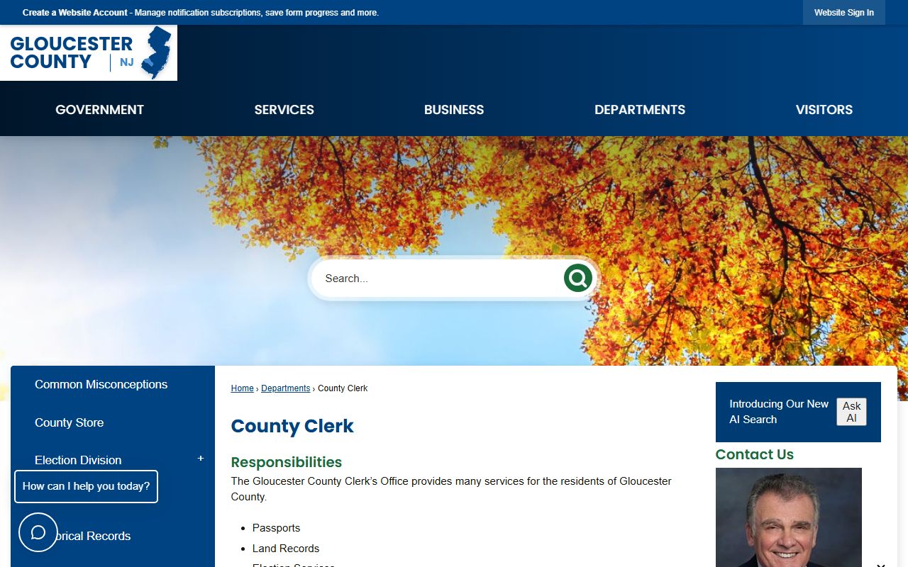 Gloucester County Clerk office for background check records