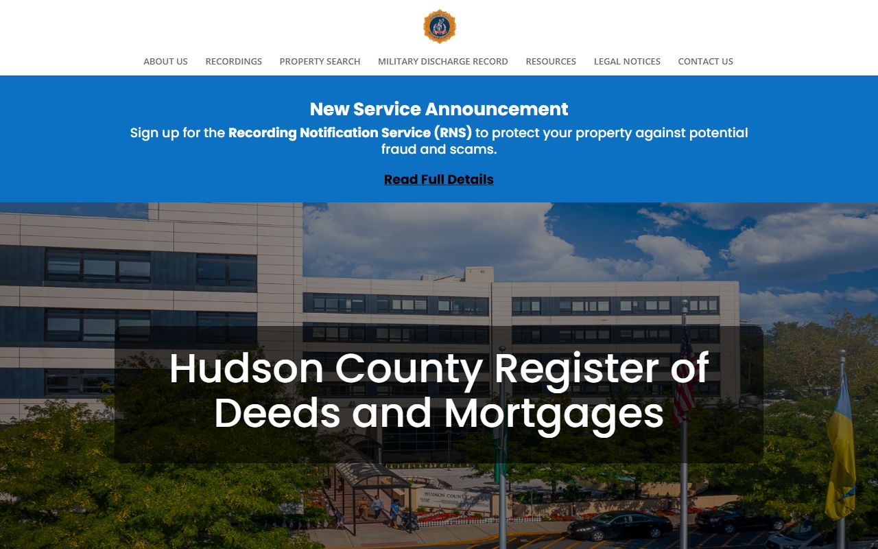 Hudson County Register of Deeds for background check property records