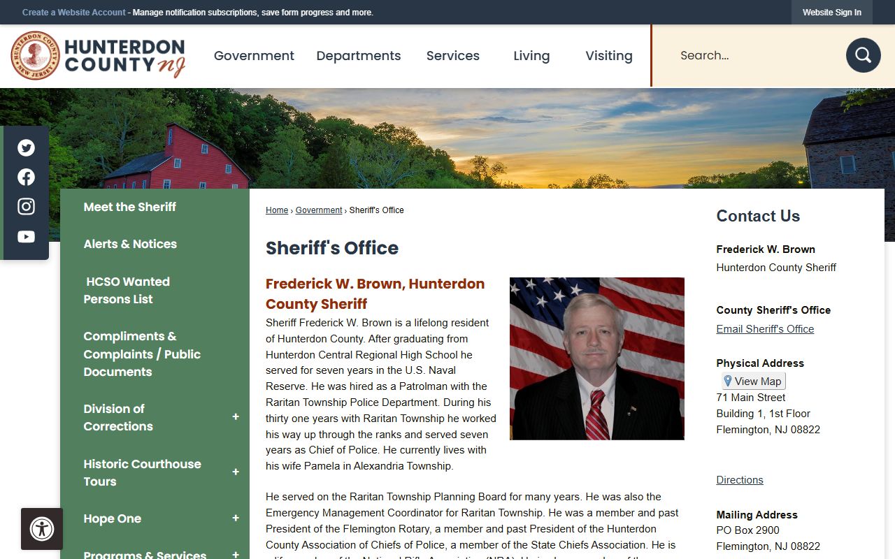Hunterdon County Sheriff office for background check services