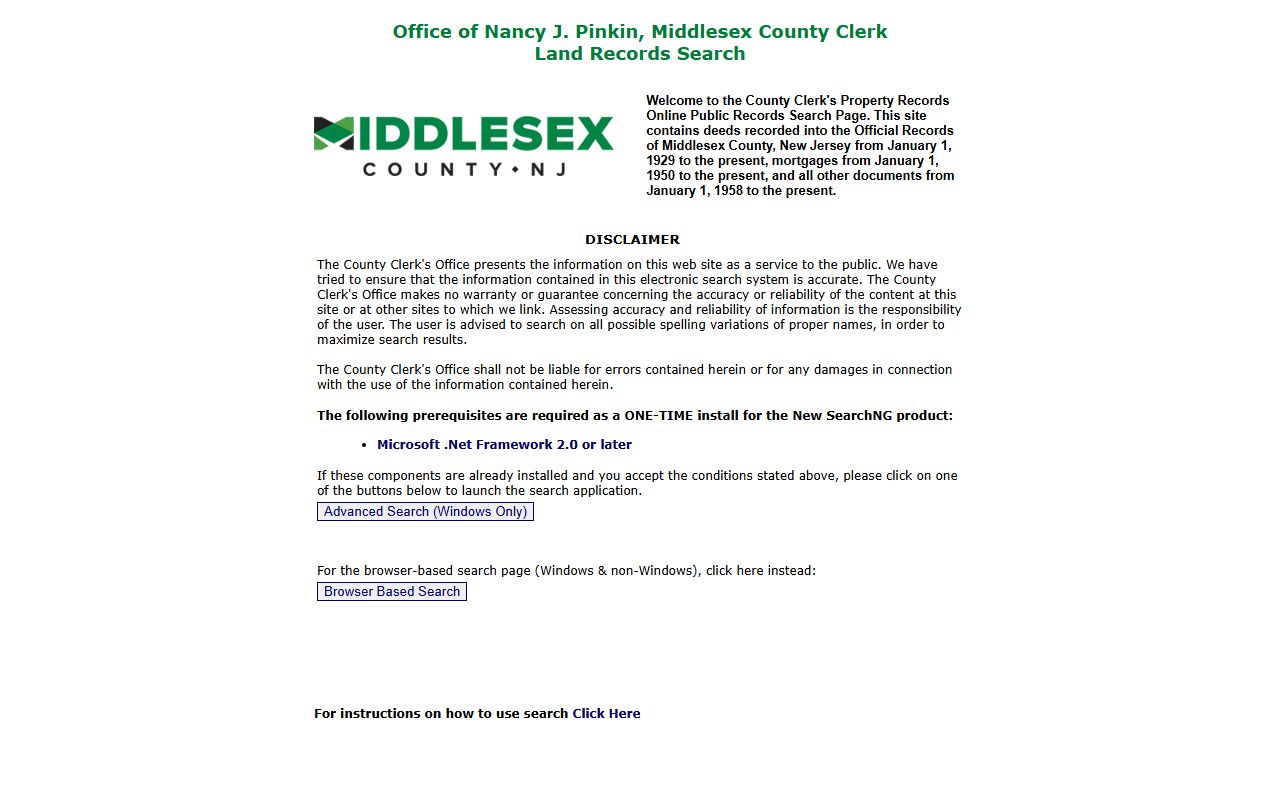Middlesex County land records search for background checks