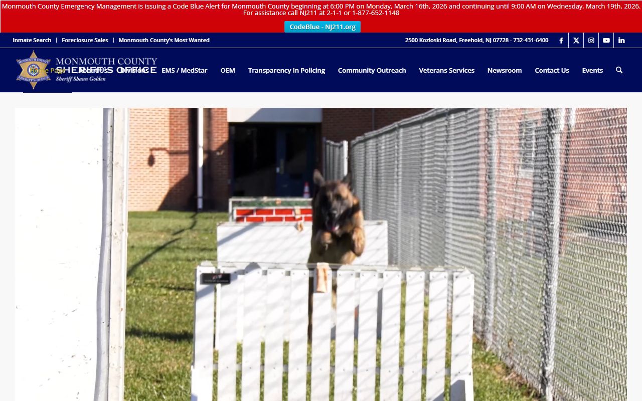 Monmouth County Sheriff Office website for background check services