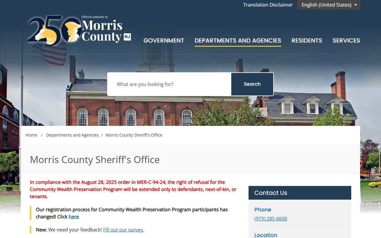 Morris County Sheriff Office background check services
