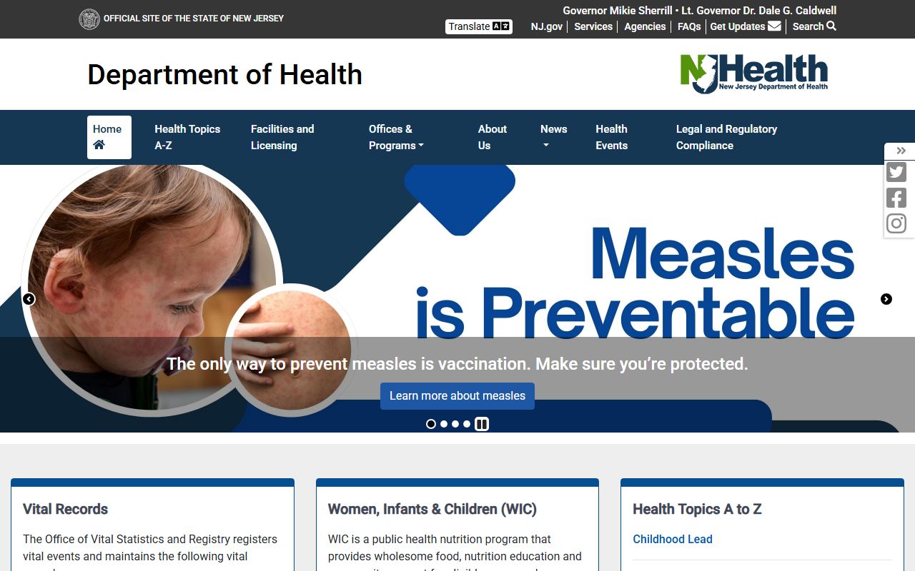 New Jersey Department of Health background check vital records