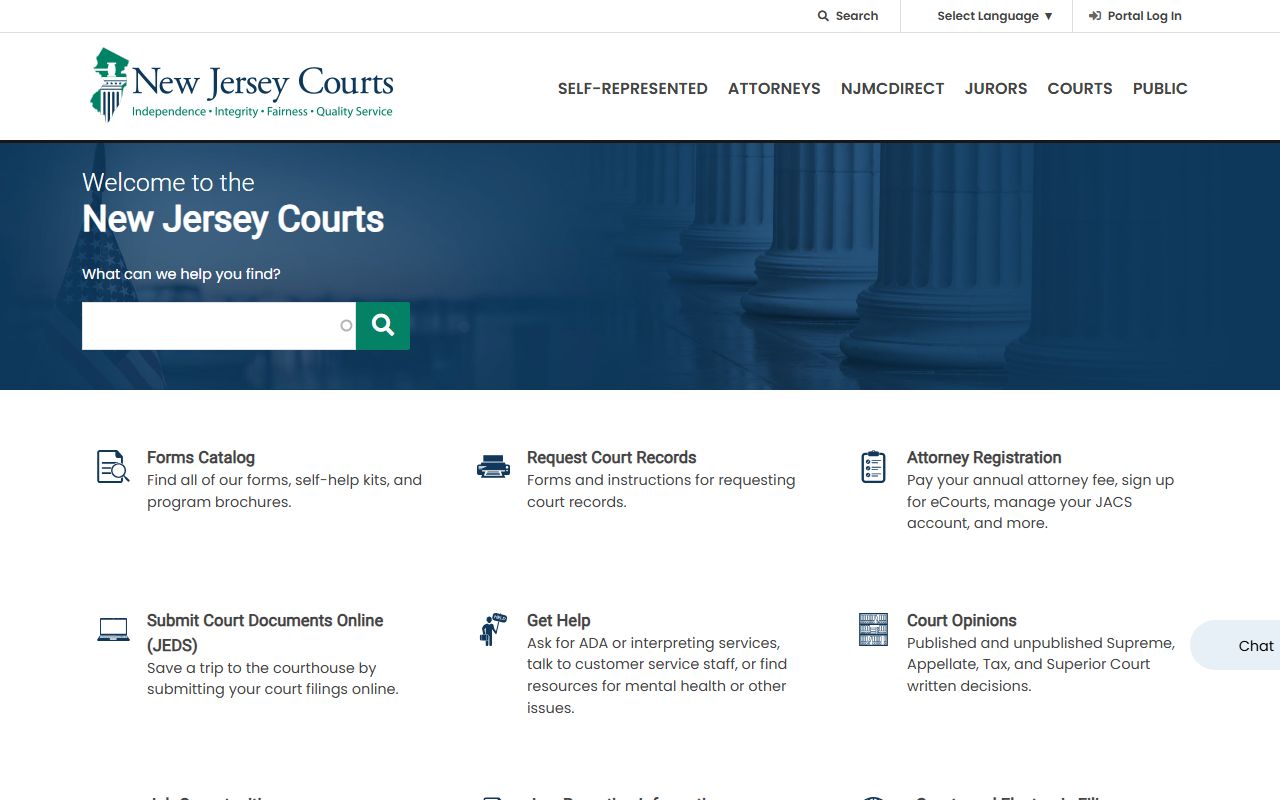 New Jersey background check search through NJ Courts portal