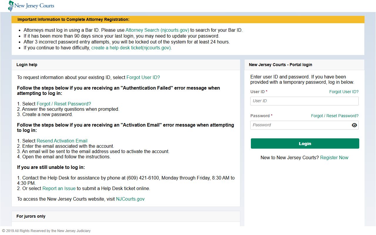 New Jersey background check search via NJ Courts public access