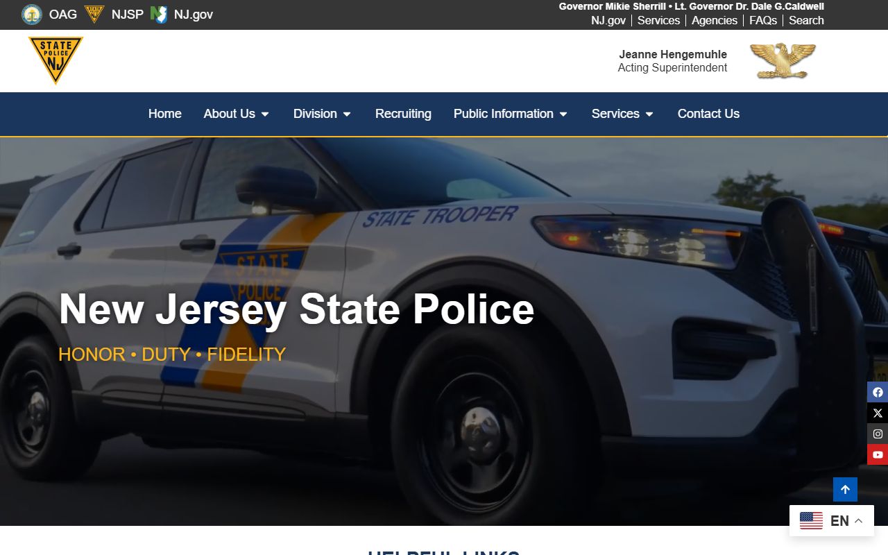 New Jersey State Police background check portal